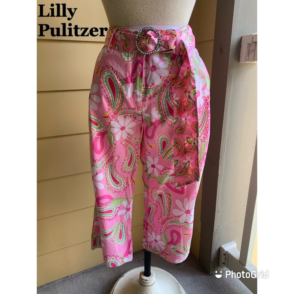 Lovely Royal Palm Style LILLY PULITZER Pink Paisley Cropped Pants 4